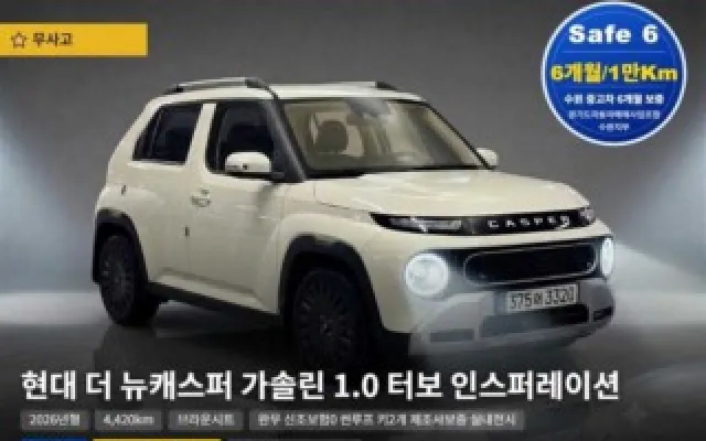 수원저신용중고차할부 더 뉴 캐스퍼 1.0 가솔린 터보 매물 사진 17 - 2025/10 4,420km